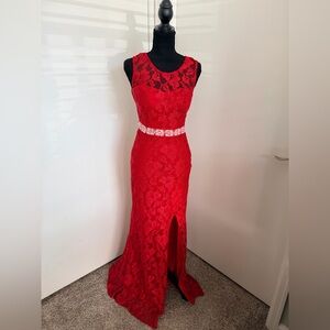 Red Lace Maxi Dress